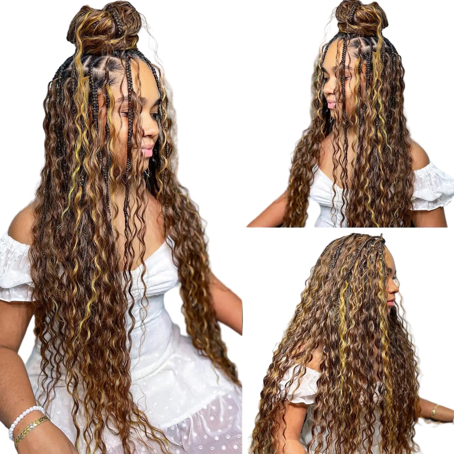 Deep Wave Bulk Human Hair Braiding P4/27 Highligt Blonde Curly Brazilian