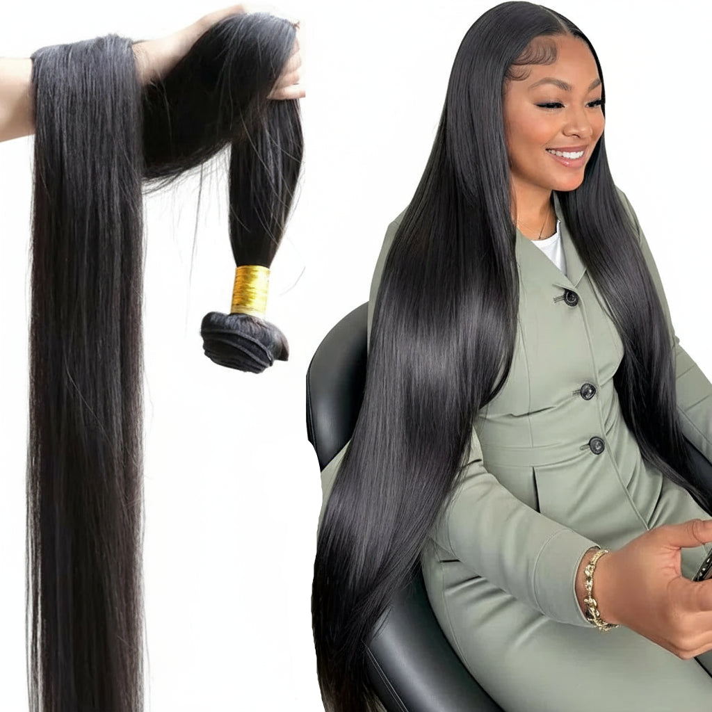 30 32 Inch Bone Straight Bundles Human Hair 100% Unprocessed Raw Remy Hair 3 4 Bundles Brazilian Extension Double Weft