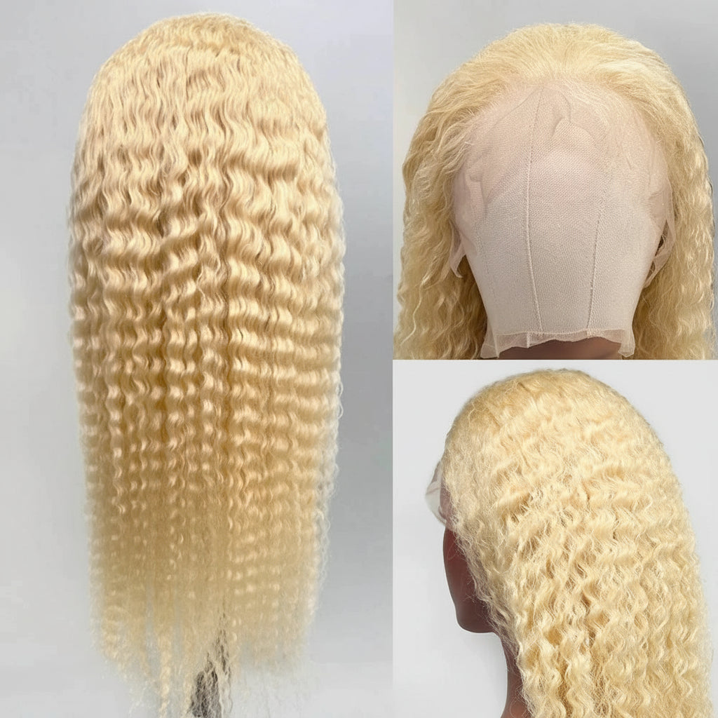 613 Blonde Human Hair Wig Deep Wave 38 Inch