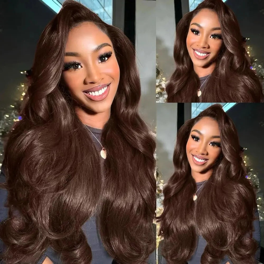 Chocolate Brown Body Wave Transparent Lace Wig