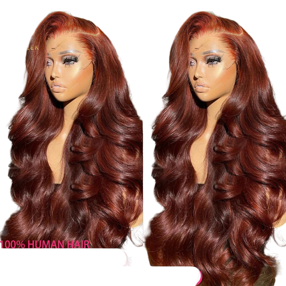 Reddish Brown 13x4 Body Wave Lace Frontal Wigs Human Hair