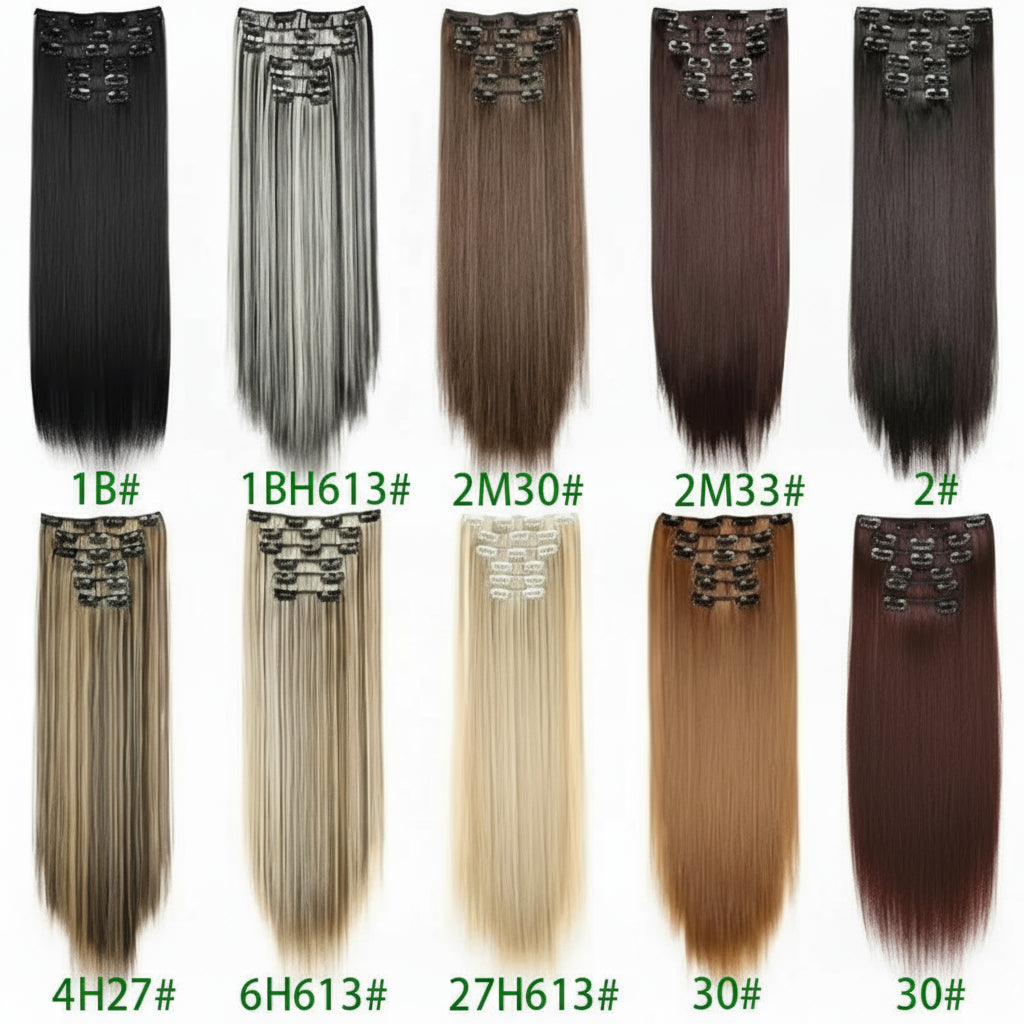 6Pieces/Set Silky Synthetic 24Inch Straight Hair Extension