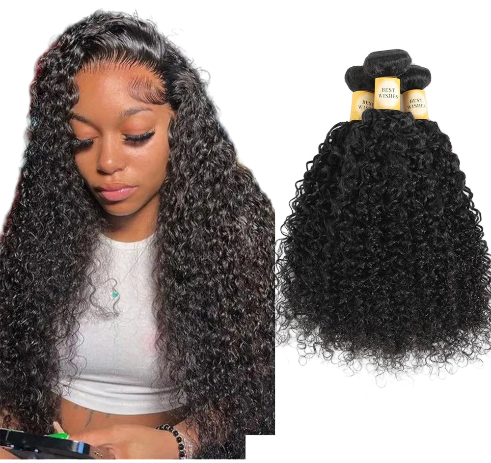 12A Kinky Curly Hair Bundles 1/3/4 Pcs Jerry Curly