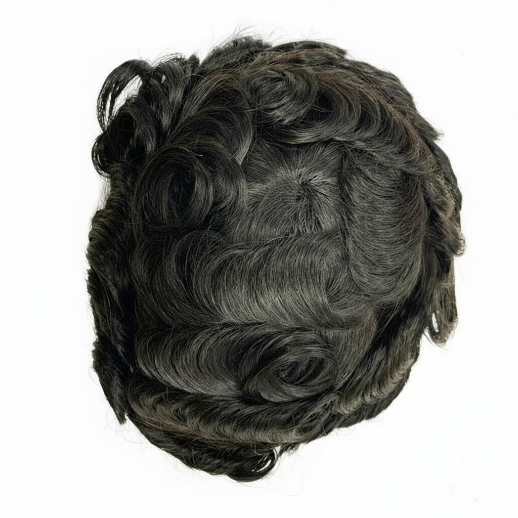 4mm Wave Afro Human Hair Wigs for Men Thin Skin