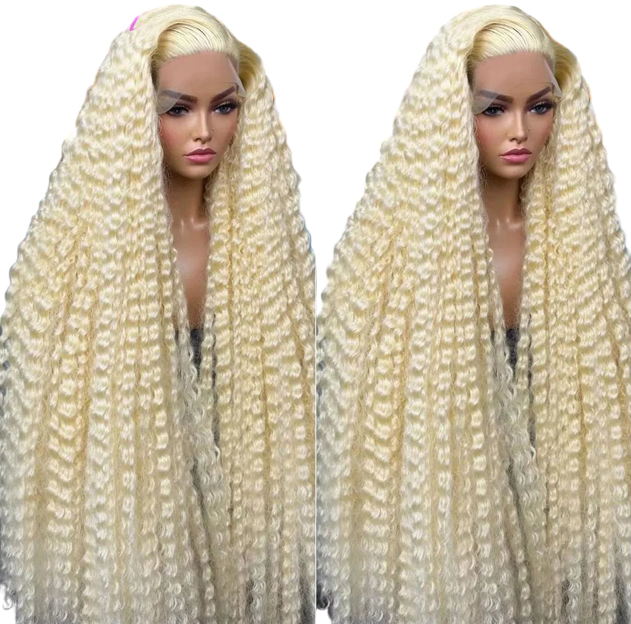 613 Blonde Human Hair Deep Wave Curly Wig