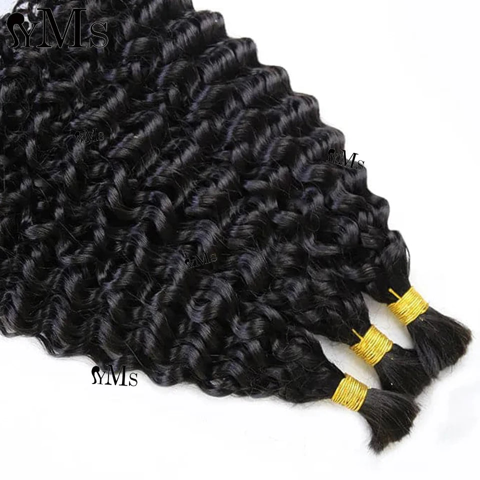 Double Drawn Burmese Spanish Curl Bulk Human Hair No Weft YMS Double Drawn Curly Human Braiding Hair For Women 4pcs Full Head