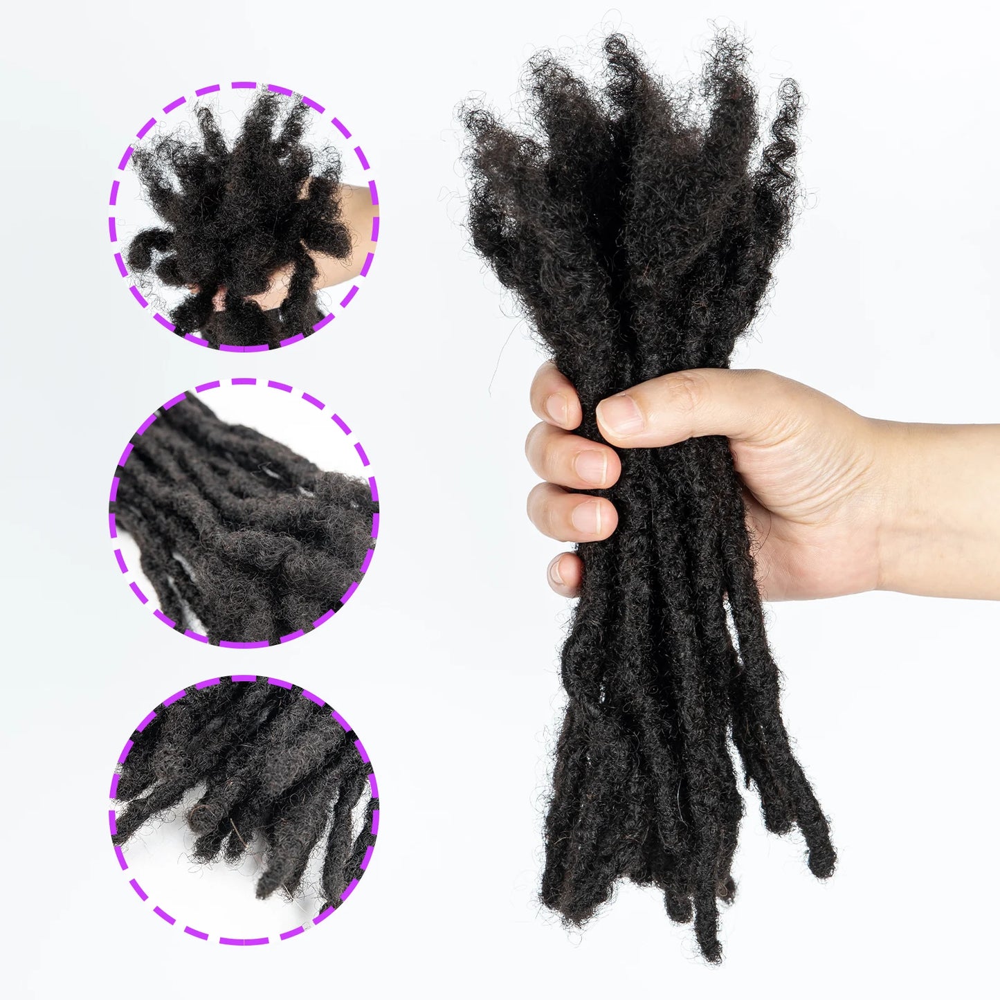 Dreadlock Extension Human Hair 0.6cm Thickness 8 Inch