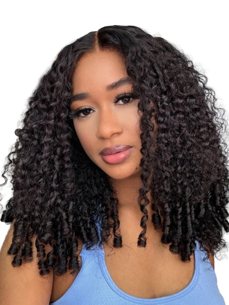 Water Curly Hair Twist Invisible Lace Human Hair