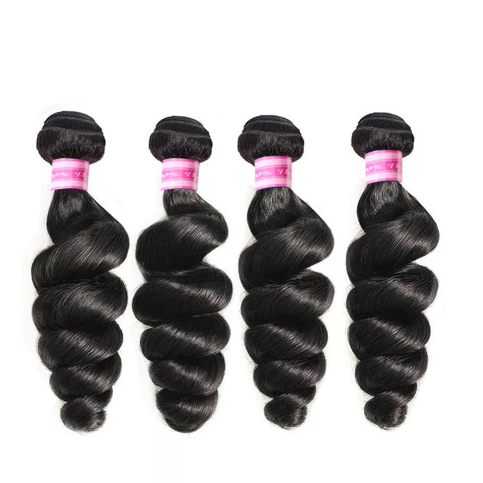 30 Inch Bundles Peruvian Loose Wave Hair Bundles 100% Human Hair Extensions