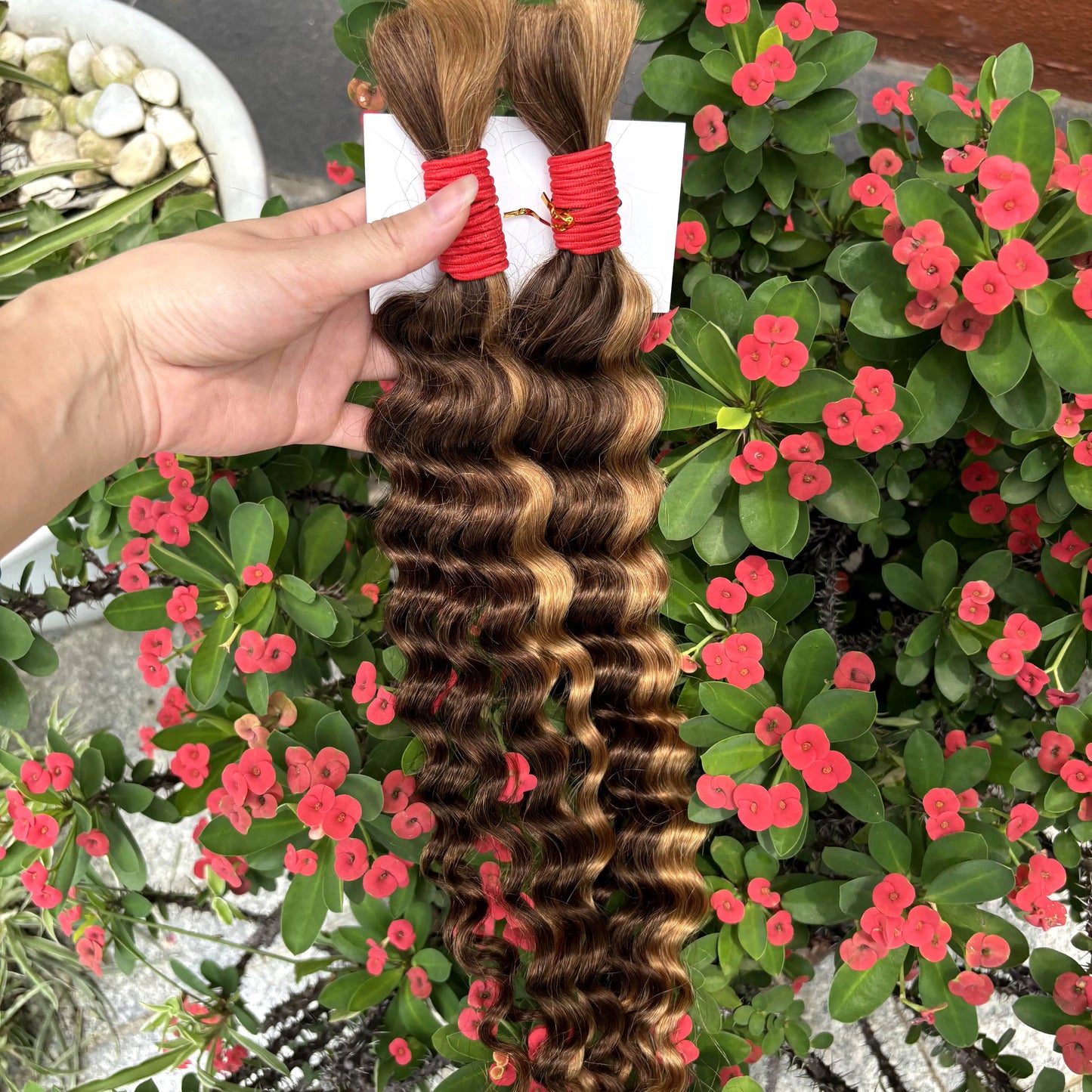 22 24Inch Deep Wave Bulk Human Hair for Boho Braids No Weft Colored 100% 12A Human Hair Bulk Curly Extensions for Braiding