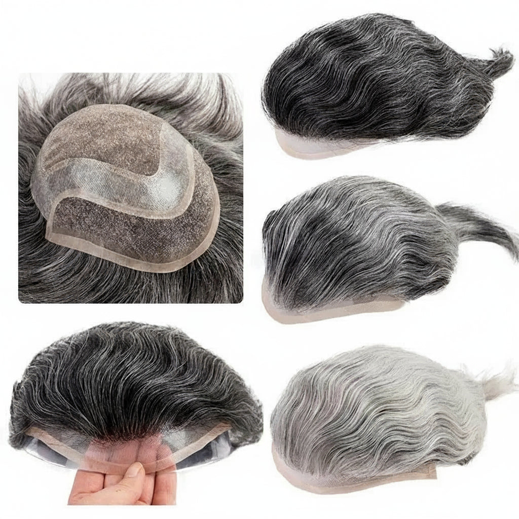 Men Grey Hair Natural Hairline Lace Front Unit