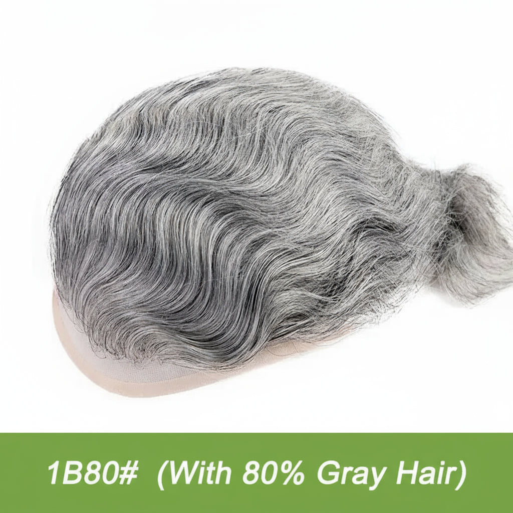Men Grey Hair Natural Hairline Lace Front Unit