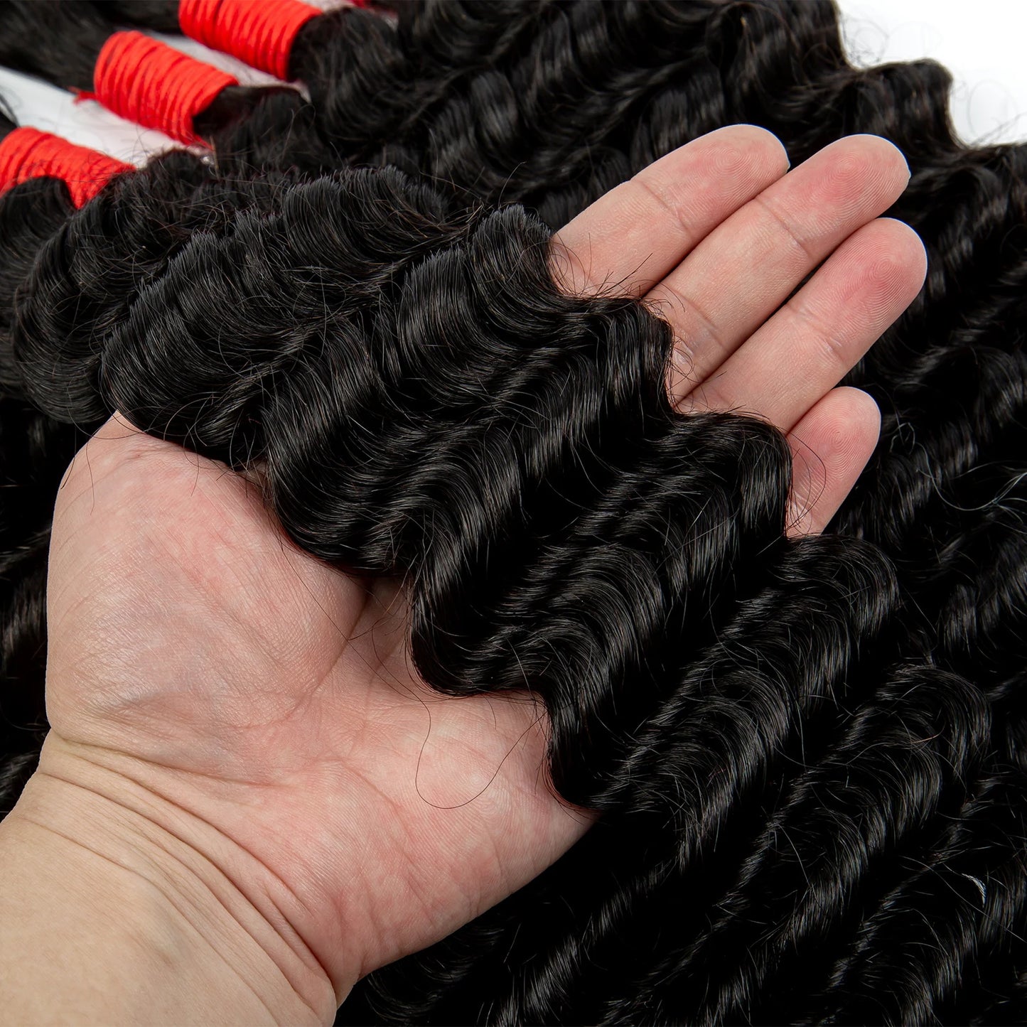 22 24Inch Deep Wave Bulk Human Hair for Boho Braids No Weft Colored 100% 12A Human Hair Bulk Curly Extensions for Braiding
