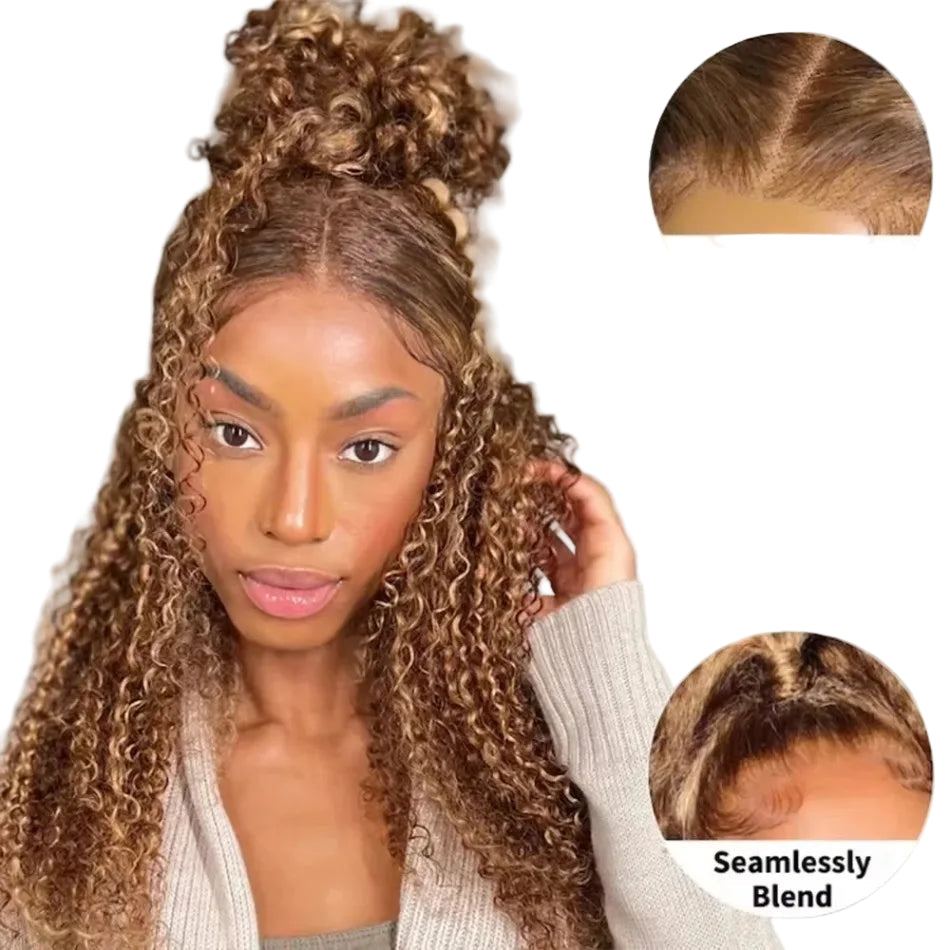 360 Full HD Lace Wig Human Hair Pre Plucked Highlight Deep Wave