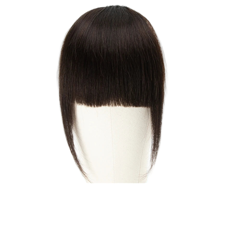 Human Hair Bangs 3 Clips 3D Blunt Cut