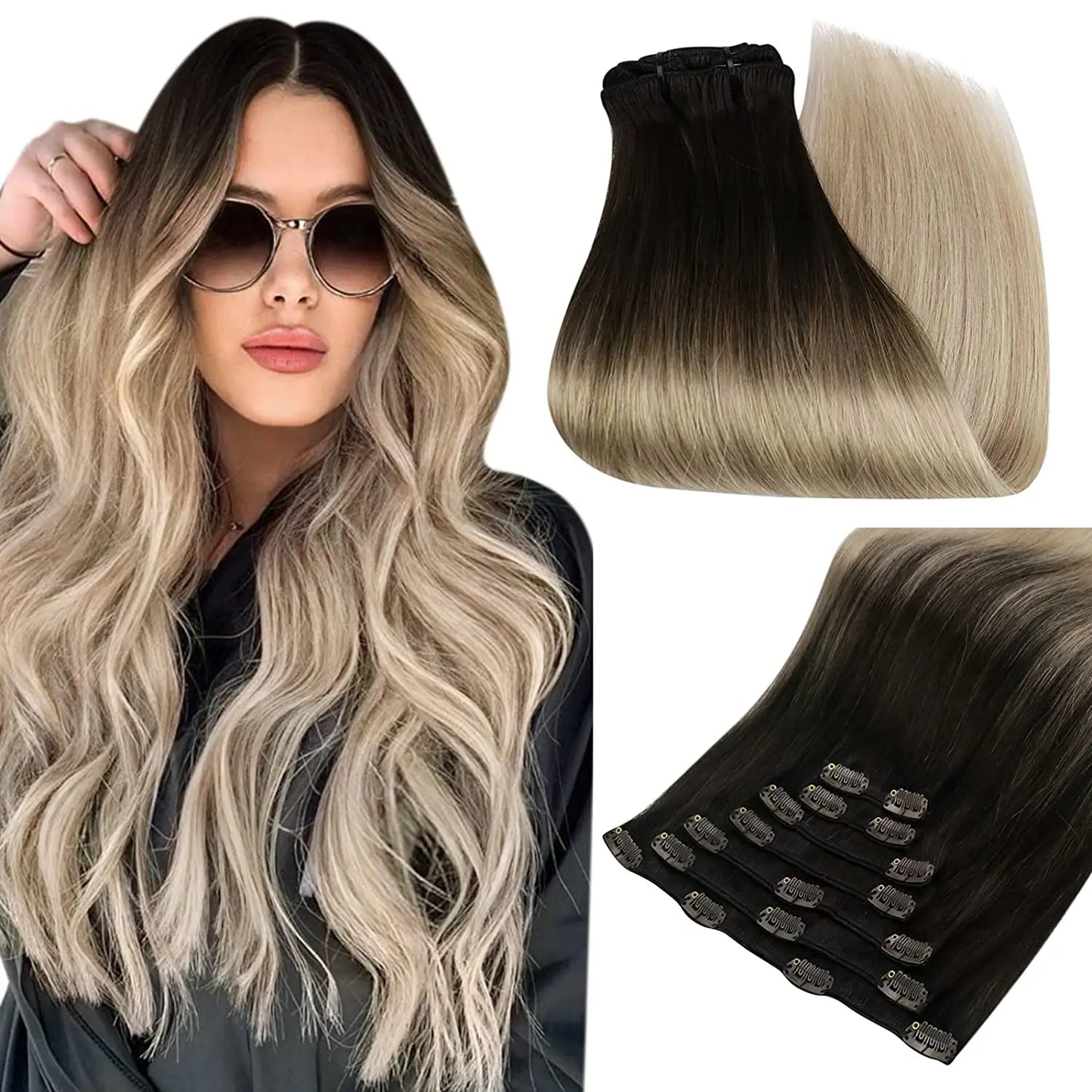 Human Hair Extensions Clips