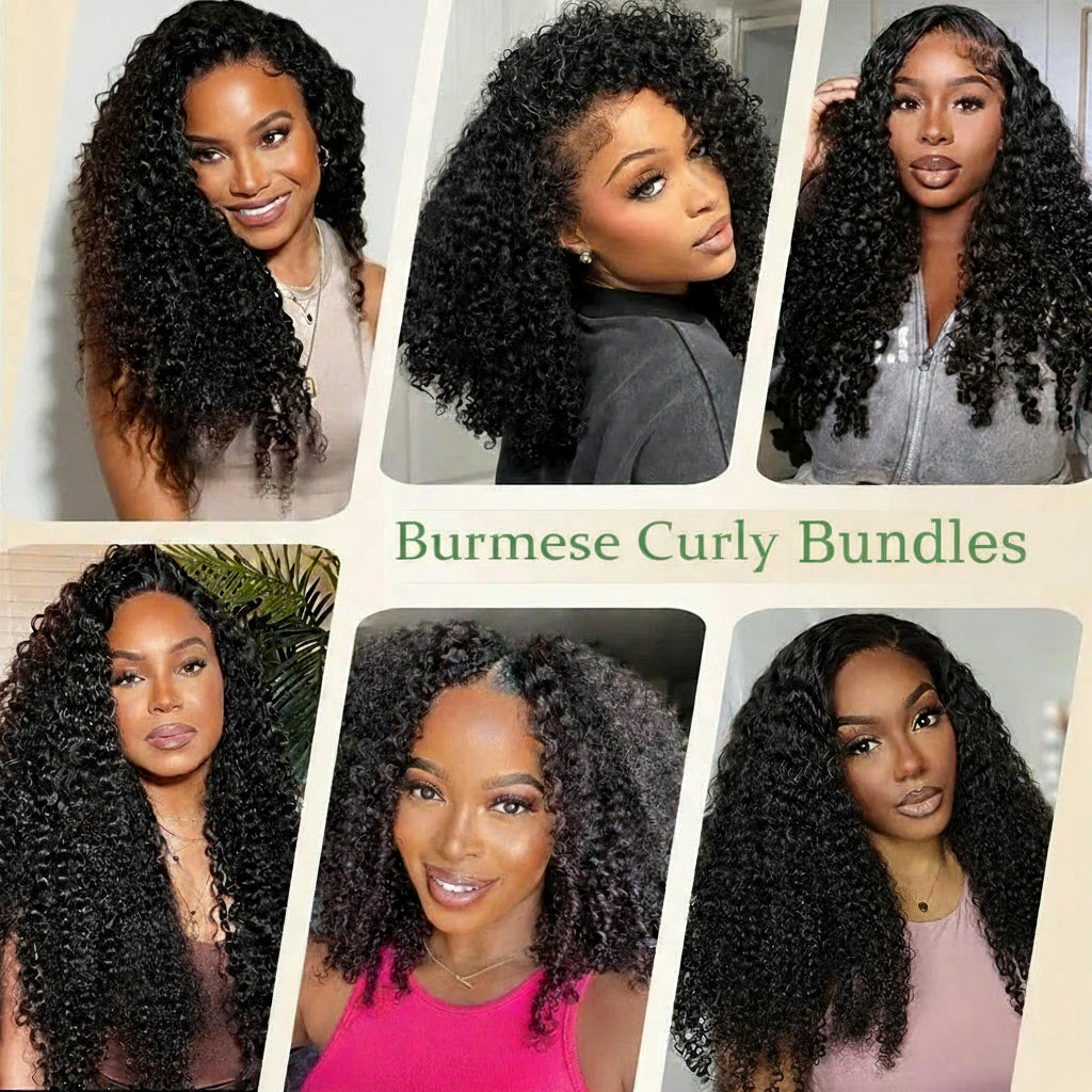 Burmese Curly Bundles Human Hair Raw Virgin Curly Hair Bundles Water Wave Human Hair Bundle Spiral Curls Double Weft