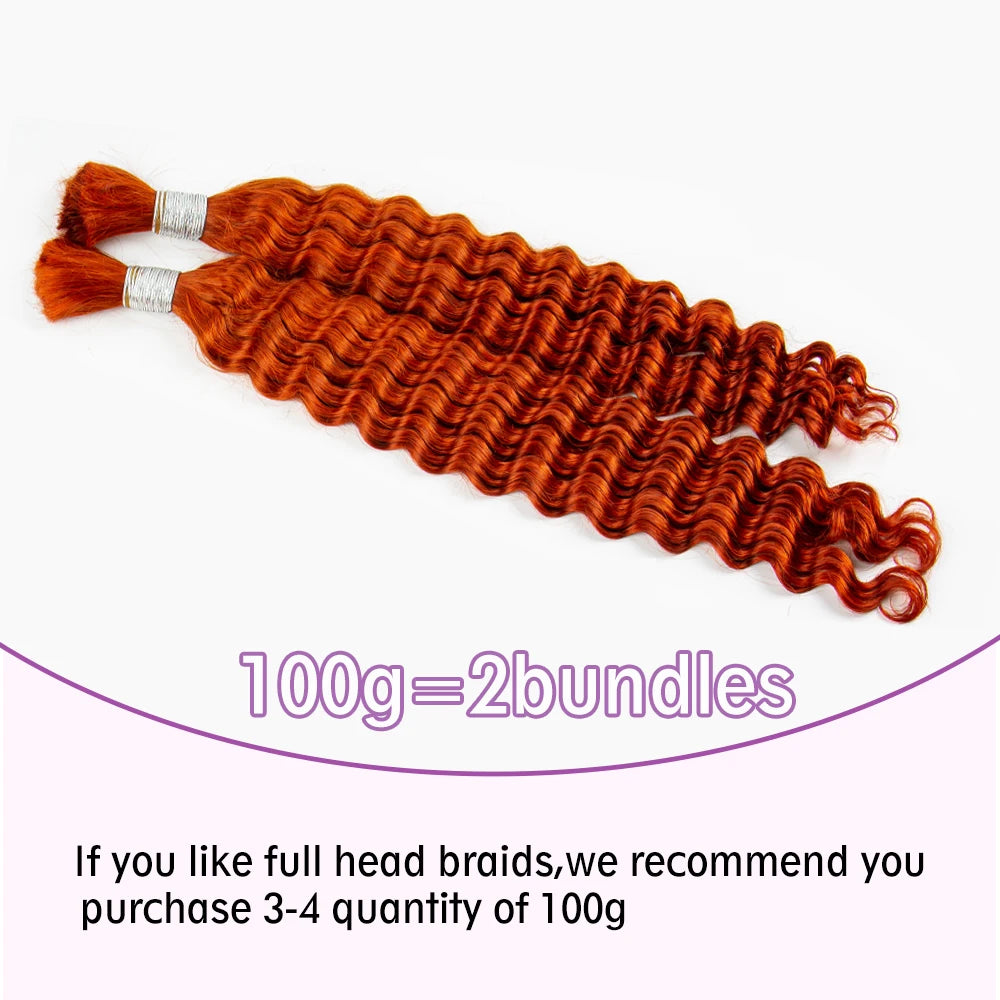 22 24Inch Deep Wave Bulk Human Hair for Boho Braids No Weft Colored 100% 12A Human Hair Bulk Curly Extensions for Braiding