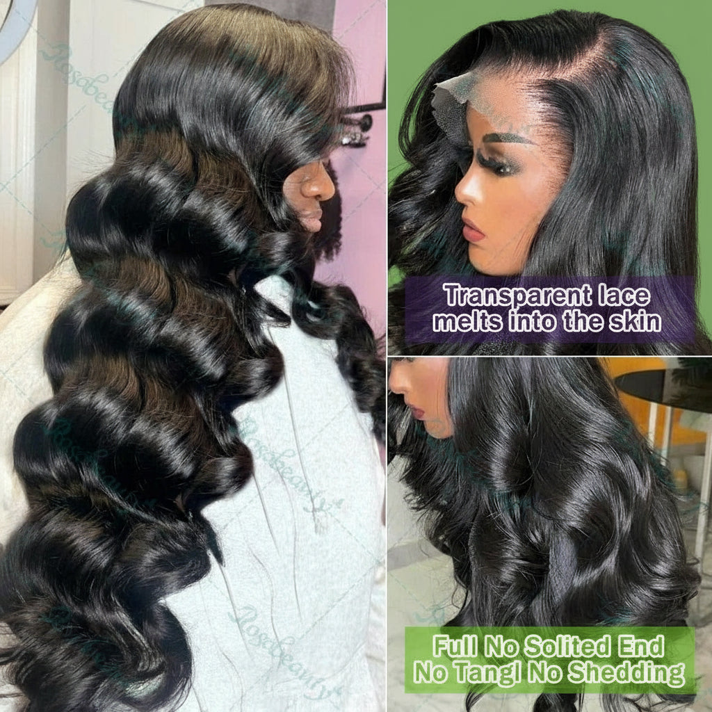 200% Transparent Body Wave Lace Front Brazilian