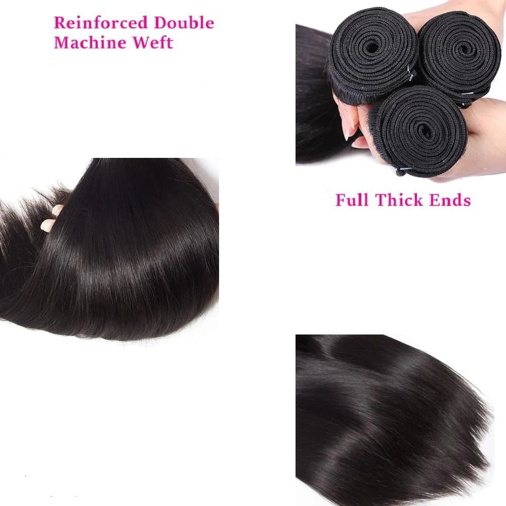 30 32 Inch Bone Straight Bundles Human Hair 100% Unprocessed Raw Remy Hair 3 4 Bundles Brazilian Extension Double Weft