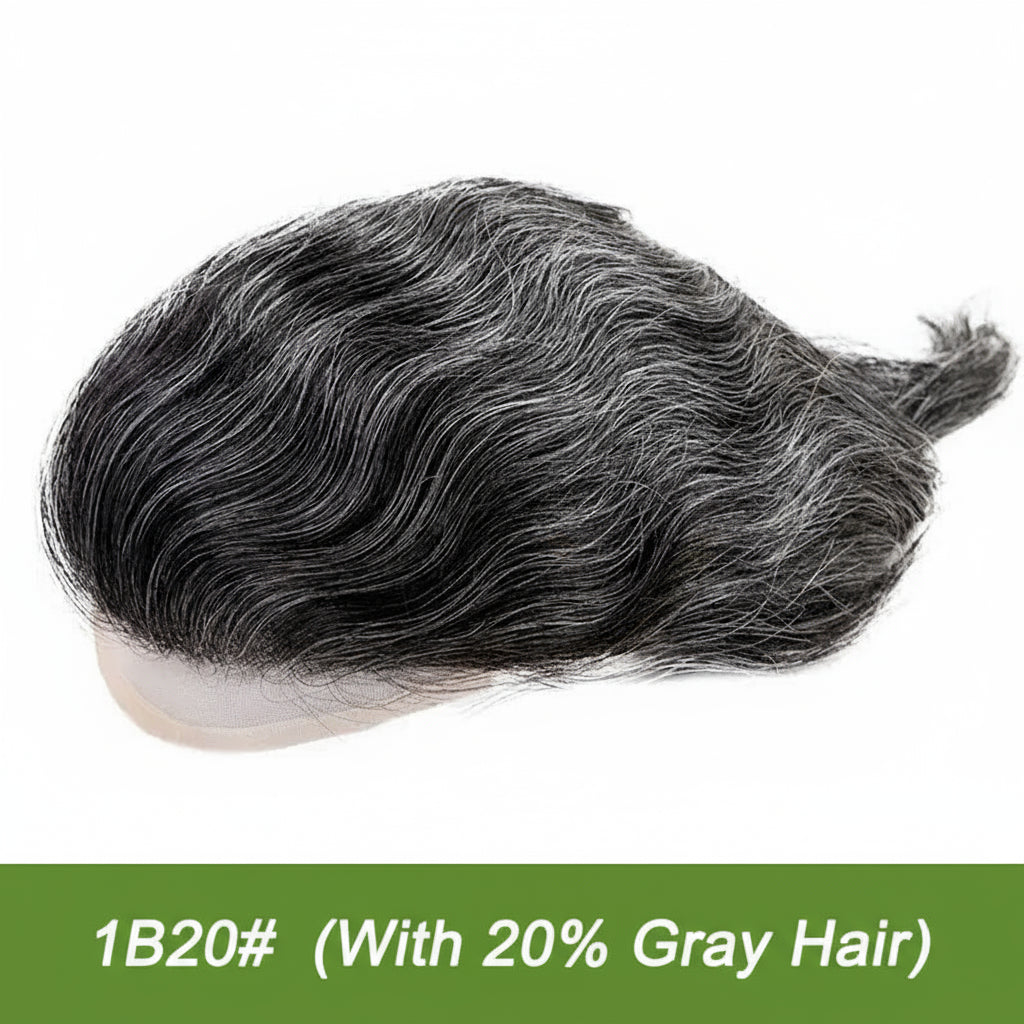 Men Grey Hair Natural Hairline Lace Front Unit