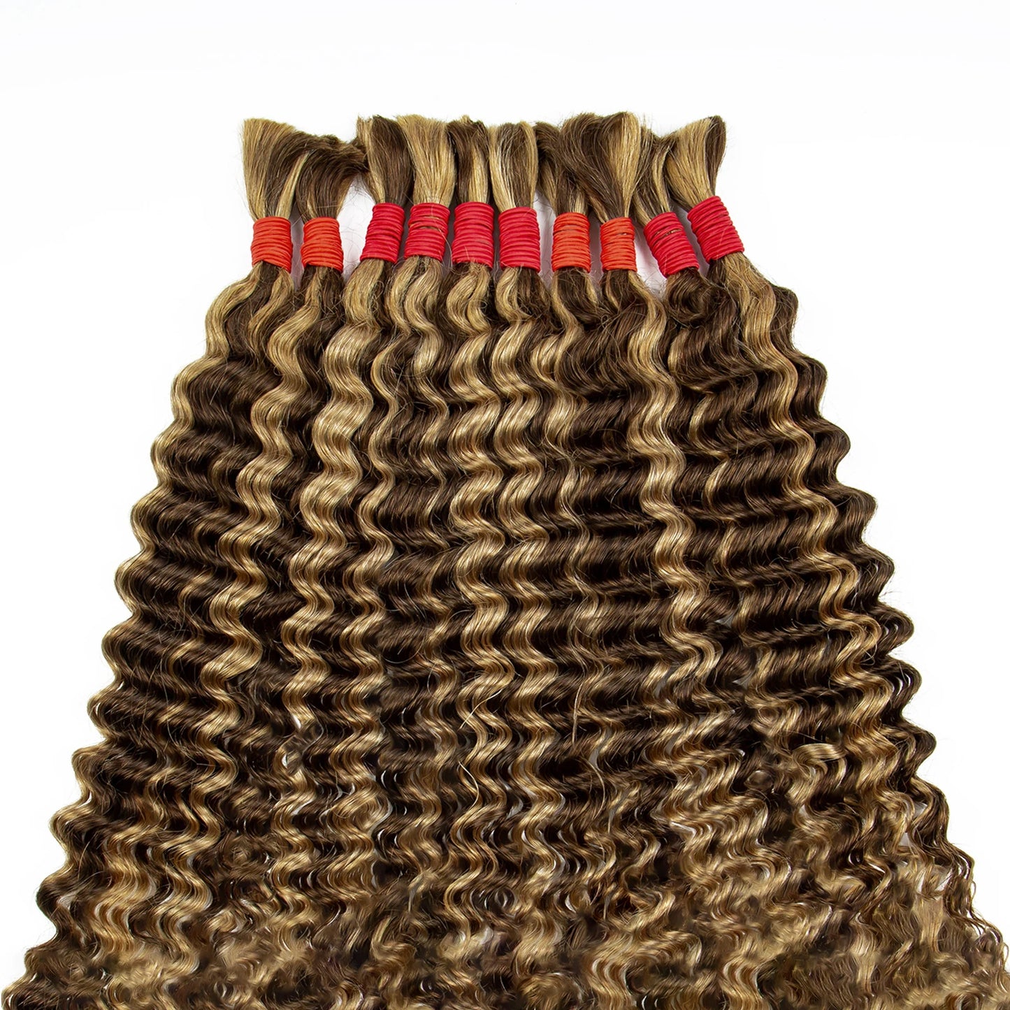 22 24Inch Deep Wave Bulk Human Hair for Boho Braids No Weft Colored 100% 12A Human Hair Bulk Curly Extensions for Braiding