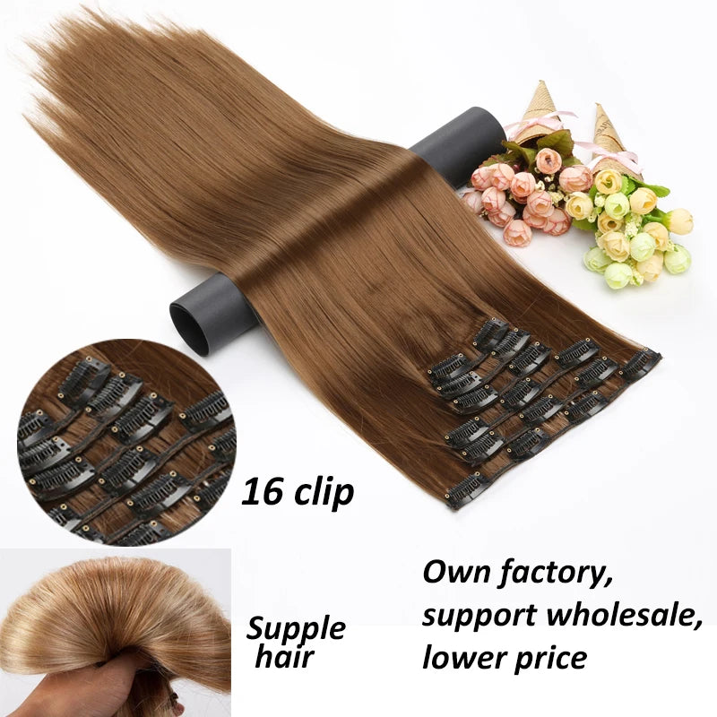 Synthetic 24Inch 16 Clips in Hair Extensions