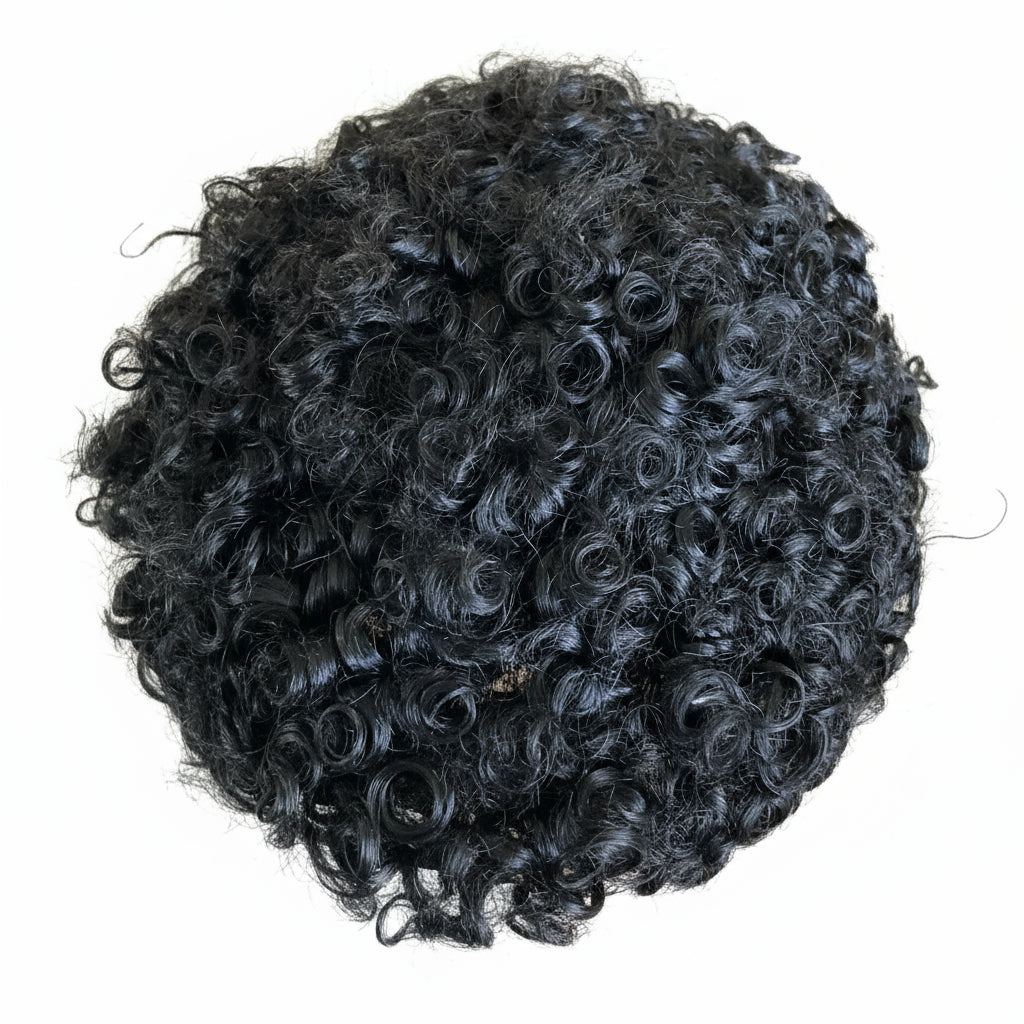 15mm Curly Mens Wig Durable Skin Toupee African American Human Hair Microskin
