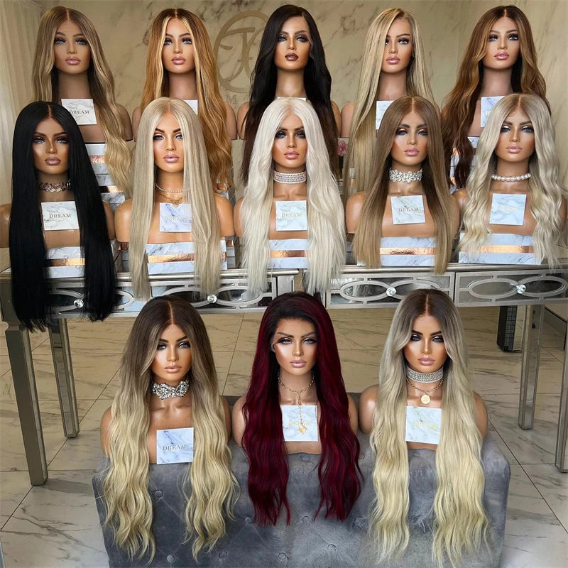 Wig female Ombre Platinum Blonde