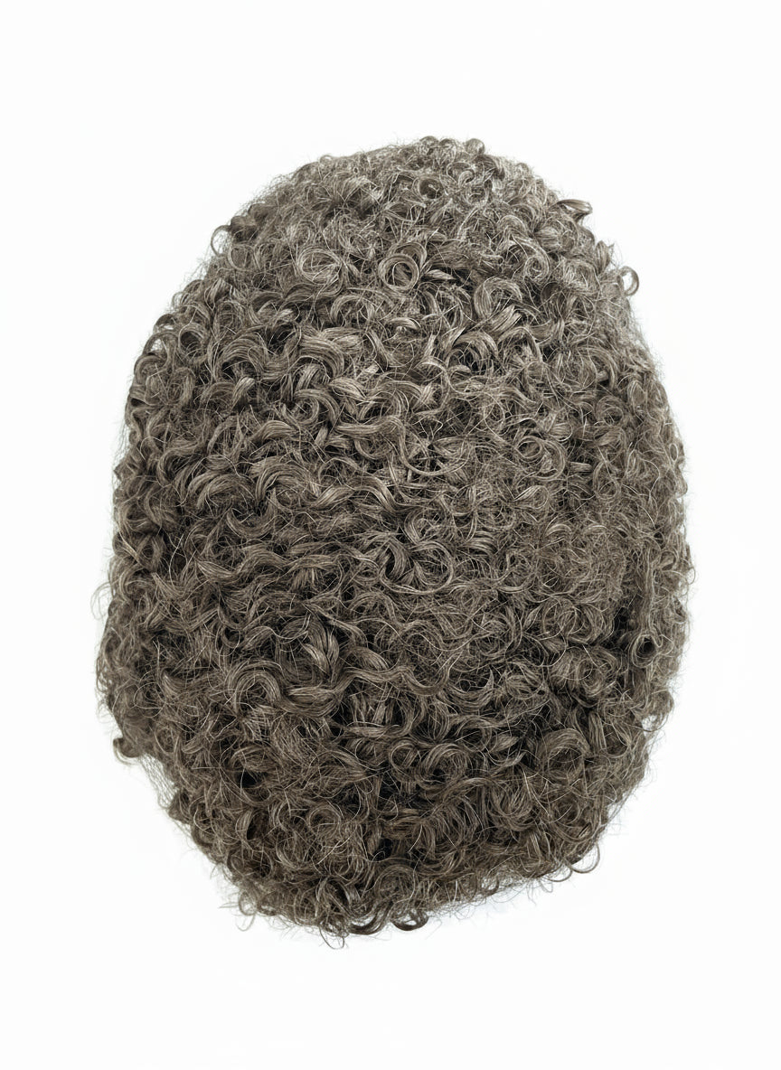 15mm Curly Mens Wig Durable Skin Toupee African American Human Hair Microskin