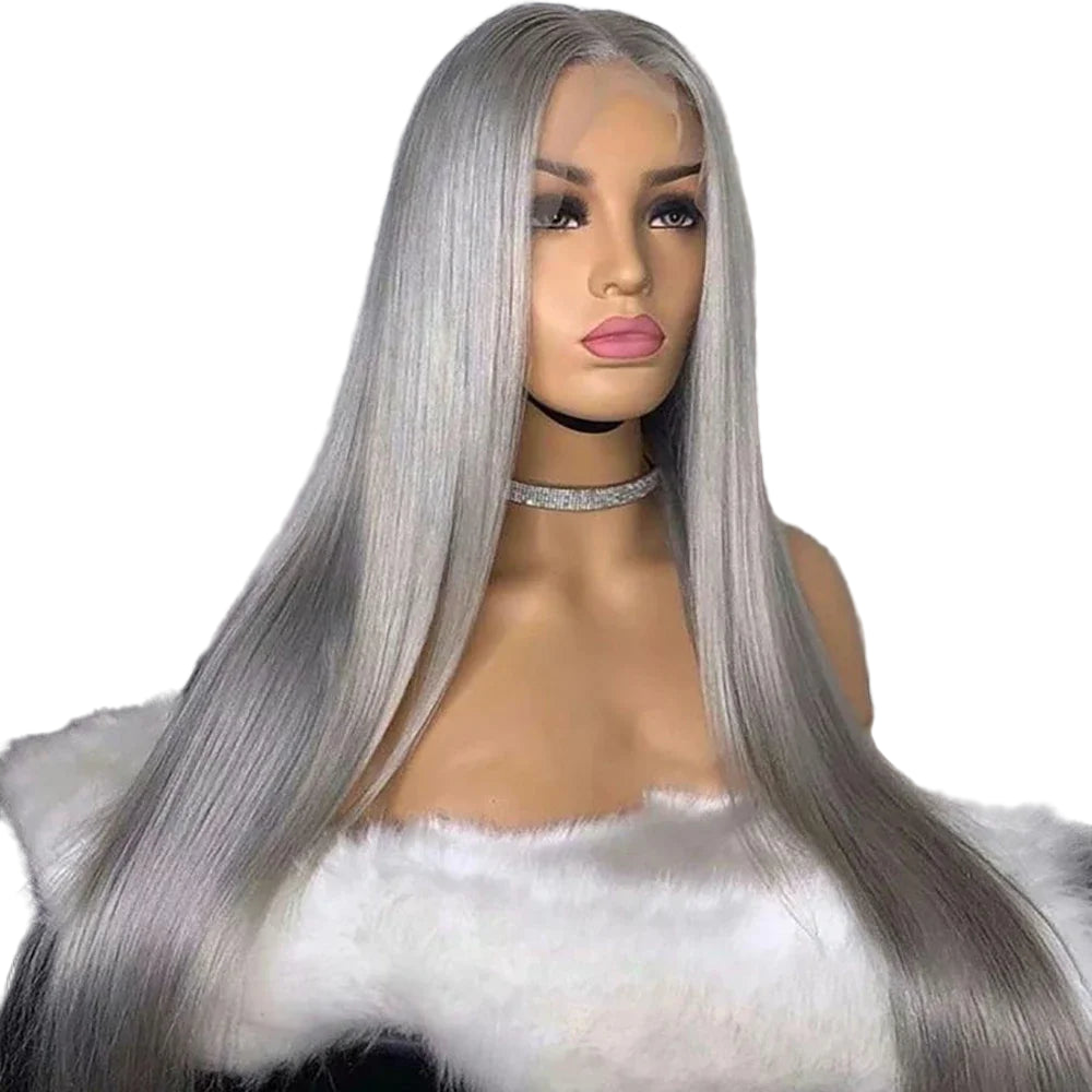 30 Inch Grey Human Hair Wigs Raw Vietnamese Silver Body Wave