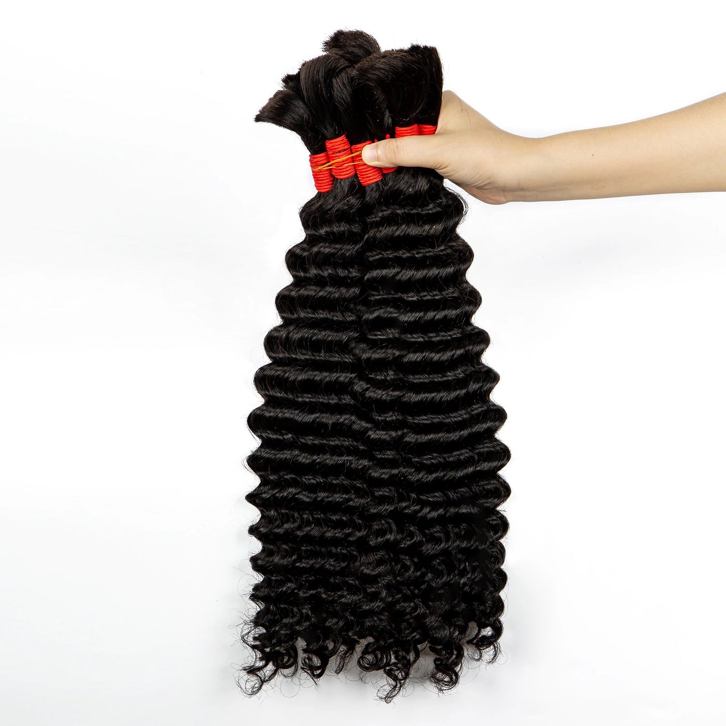 22 24Inch Deep Wave Bulk Human Hair for Boho Braids No Weft Colored 100% 12A Human Hair Bulk Curly Extensions for Braiding