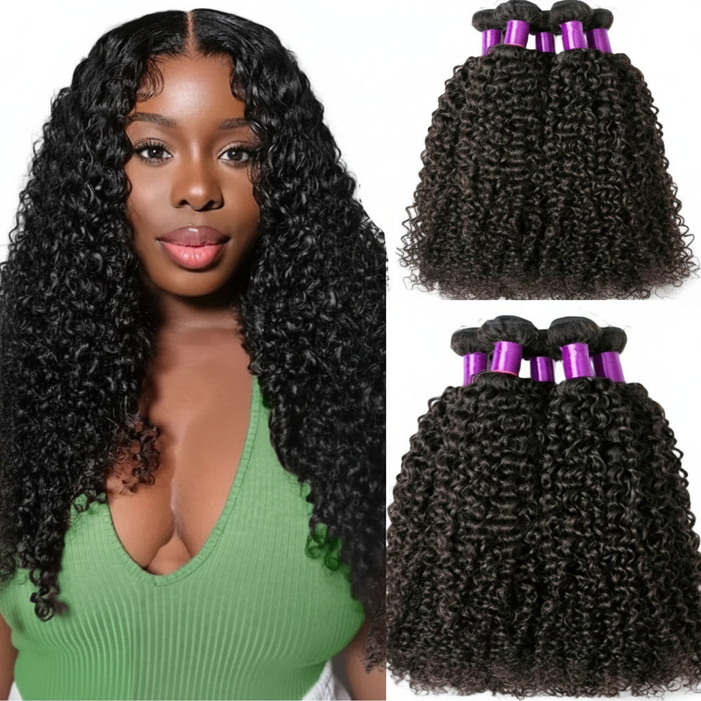 Afro Kinky Deep Curly Wave Bundle With Closure