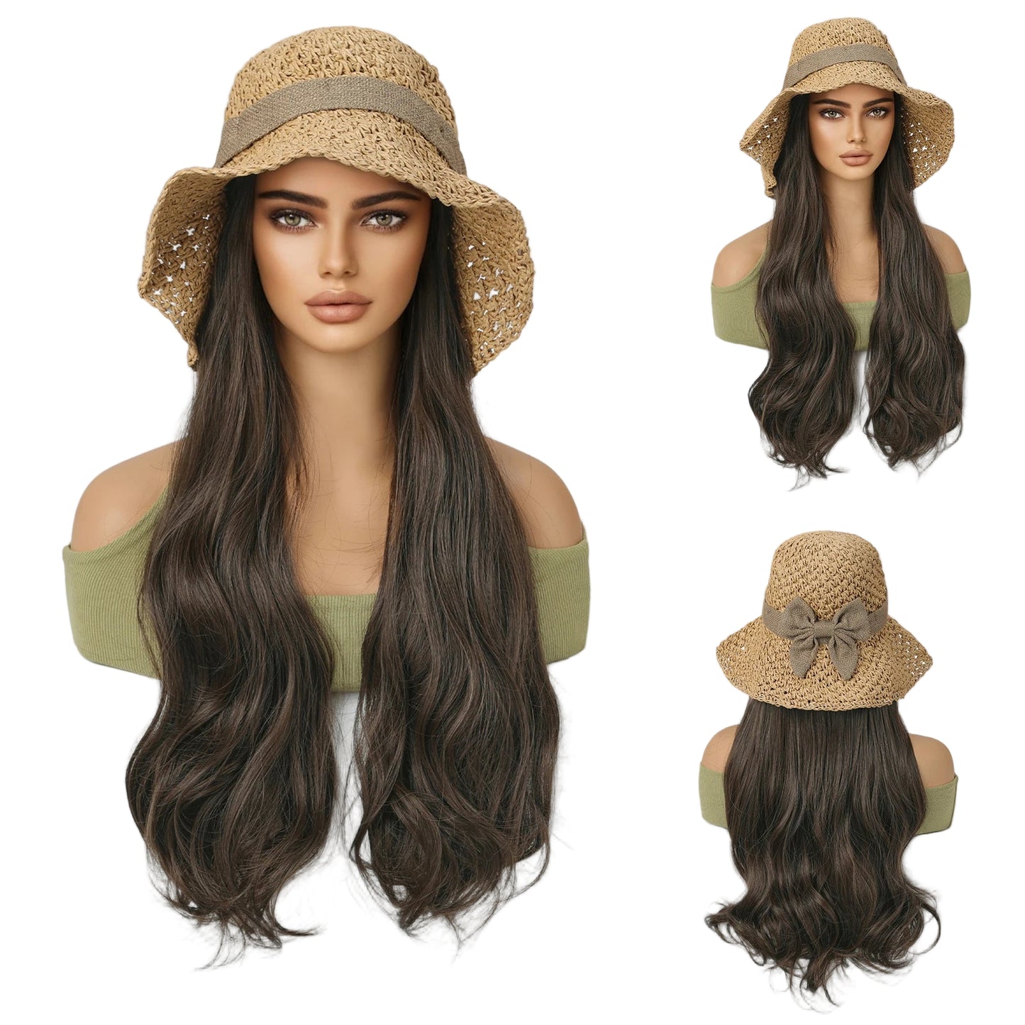 Hat Wig Blonde  Synthetic Hair Extension