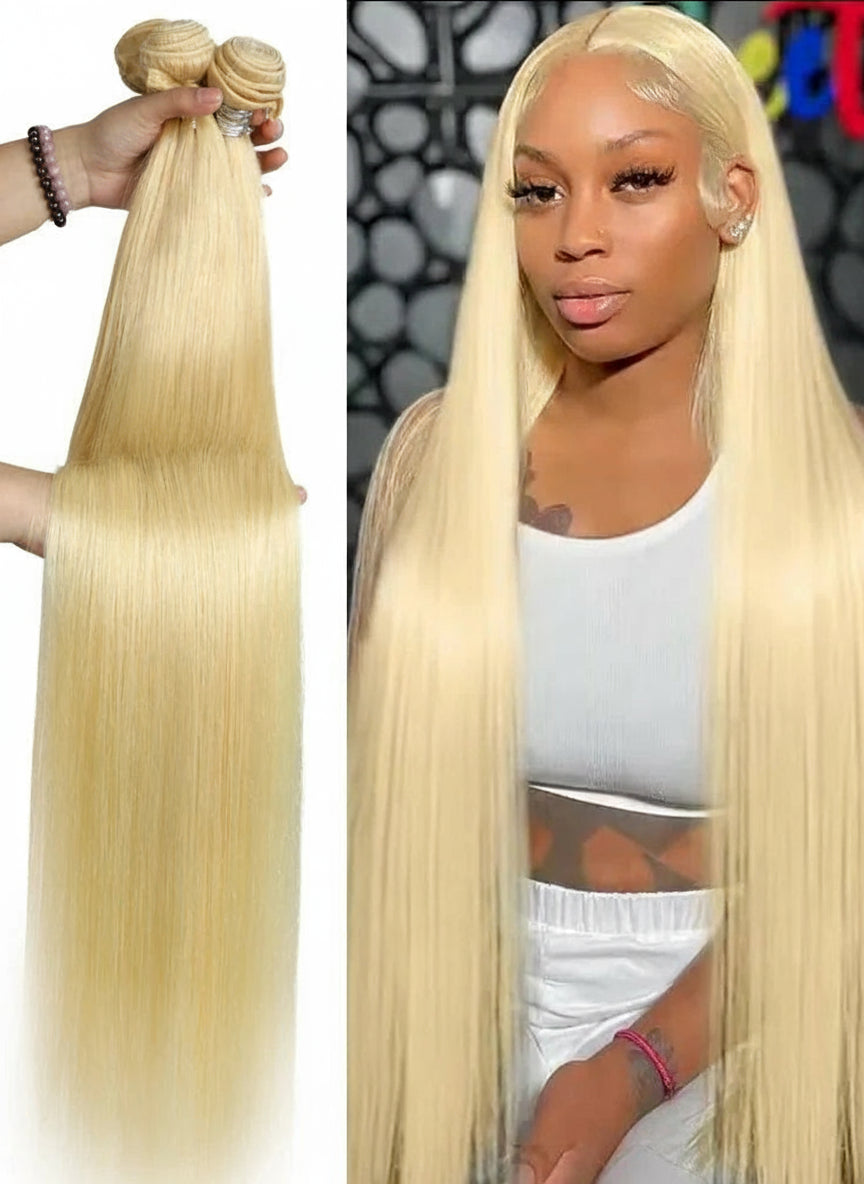 1 3 4 613 Blonde Straight Hair Bundles Brazilian Remy Human Hair Extension Honey Blonde Bundles 30 32 34 36 38 40 Inches