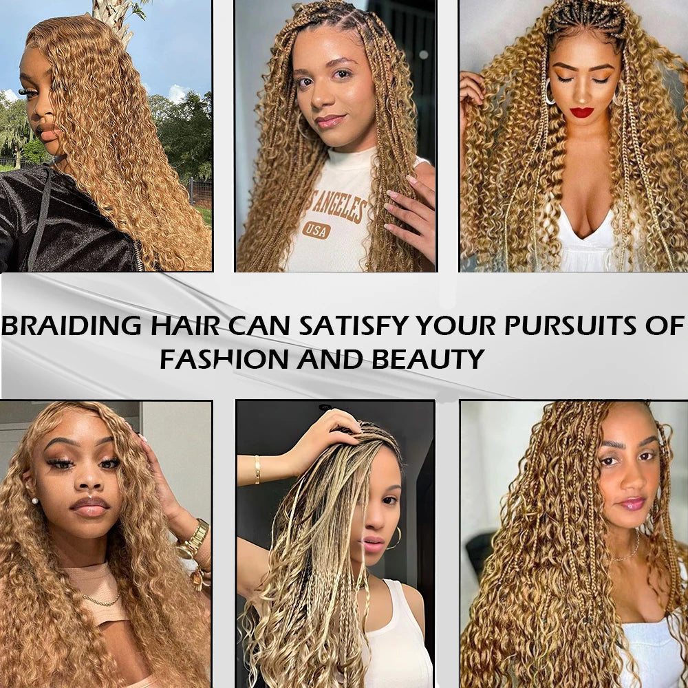 Human Braiding Hair 2Bundle 100g 18Inch Deep Wave Bulk Human Hair Brown Wet and Wavy Human Hair Bundles for Braiding No Weft