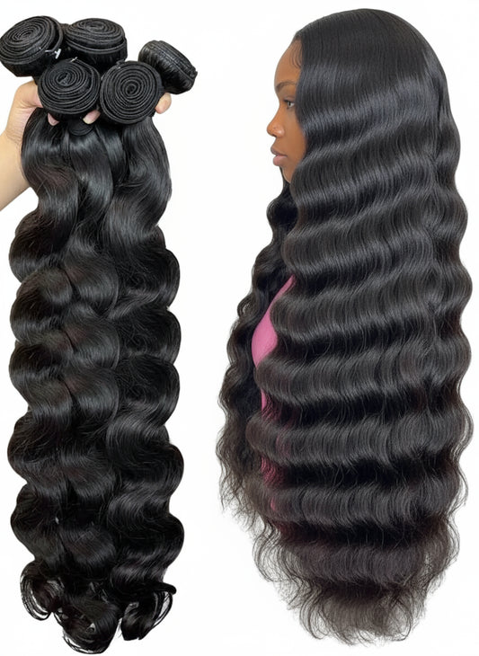 30 36 Inch Body Wave Raw 1 3 4 Bundles Indian 100% Unprocessed Human Hair
