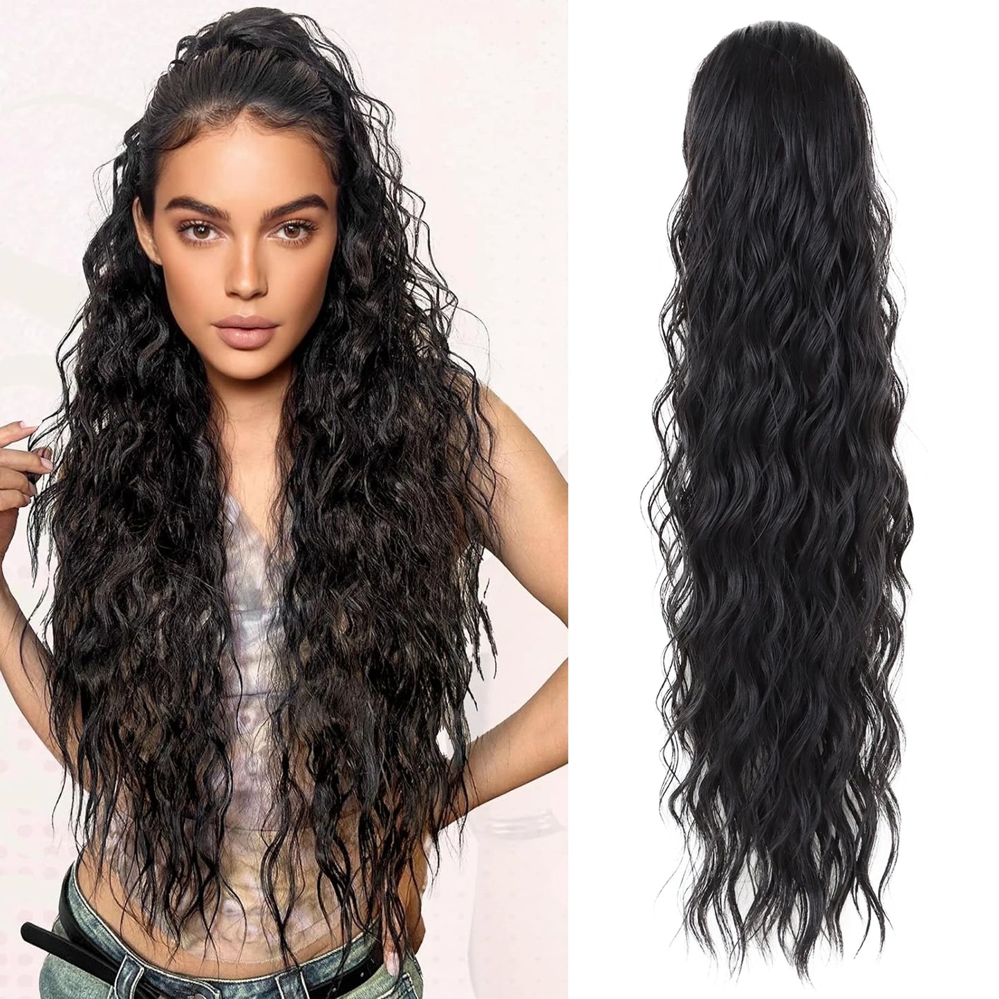 24Inch Synthetic Long Drawstring Ponytail