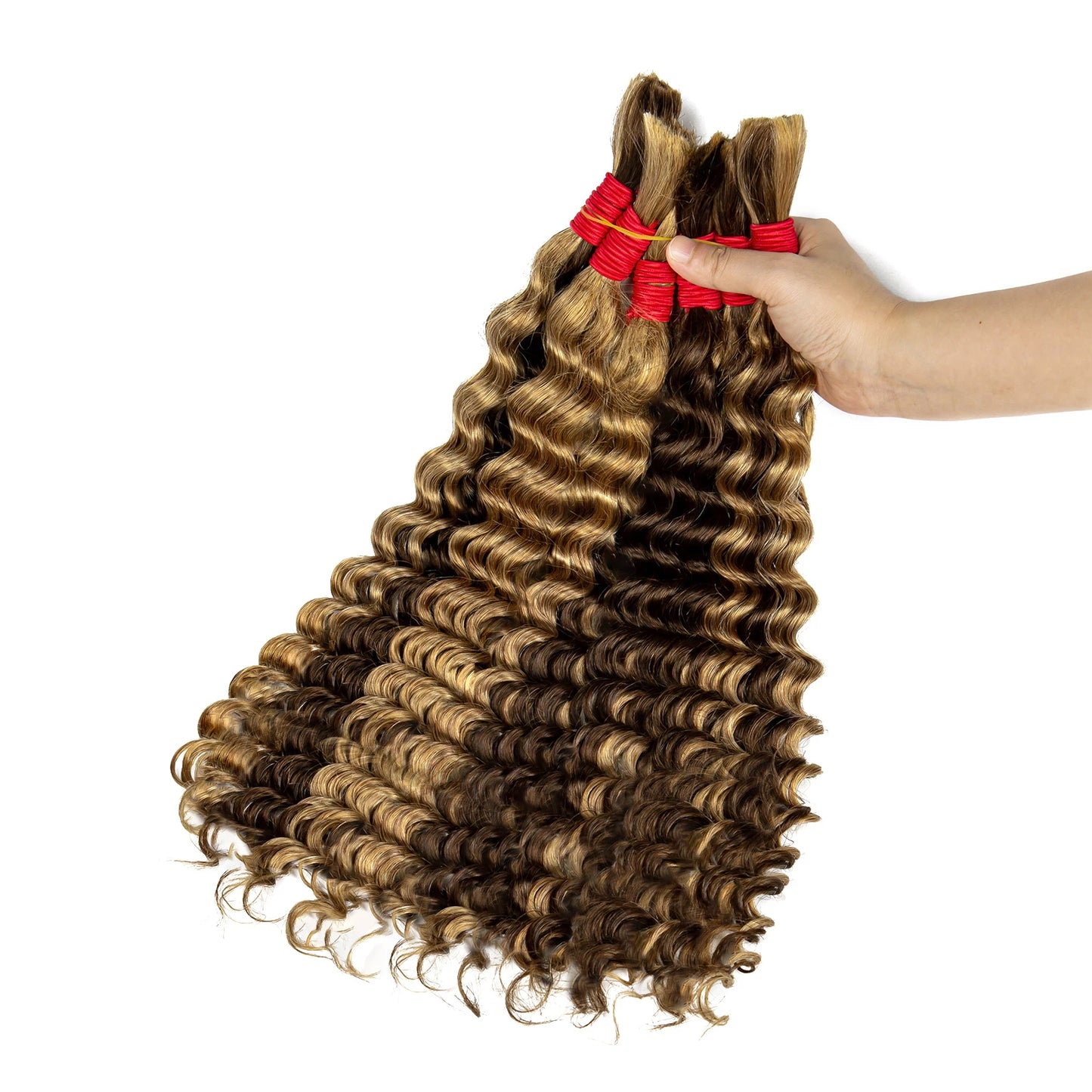 22 24Inch Deep Wave Bulk Human Hair for Boho Braids No Weft Colored 100% 12A Human Hair Bulk Curly Extensions for Braiding