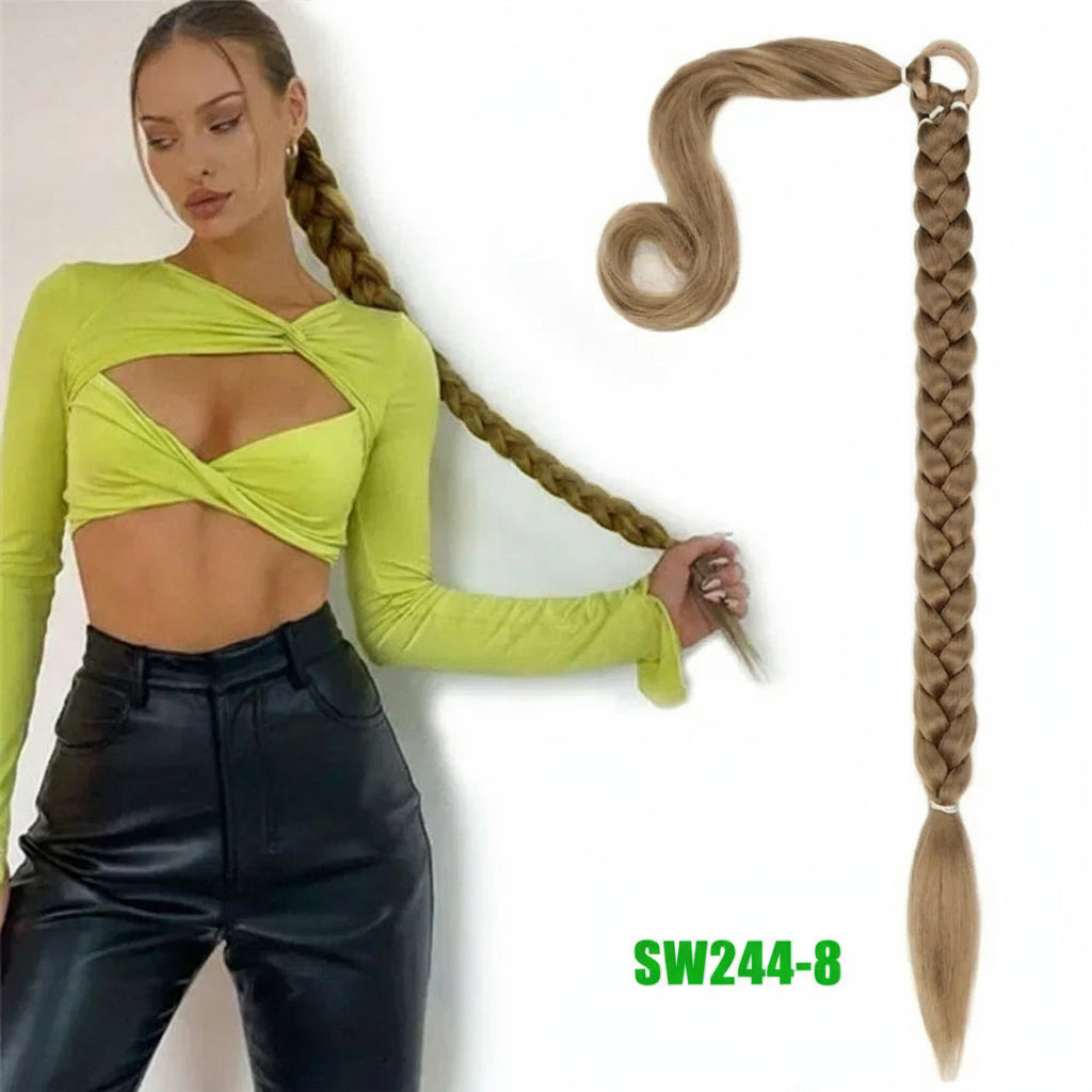 80cm Long Synthetic Braided Ponytail With Rubberband