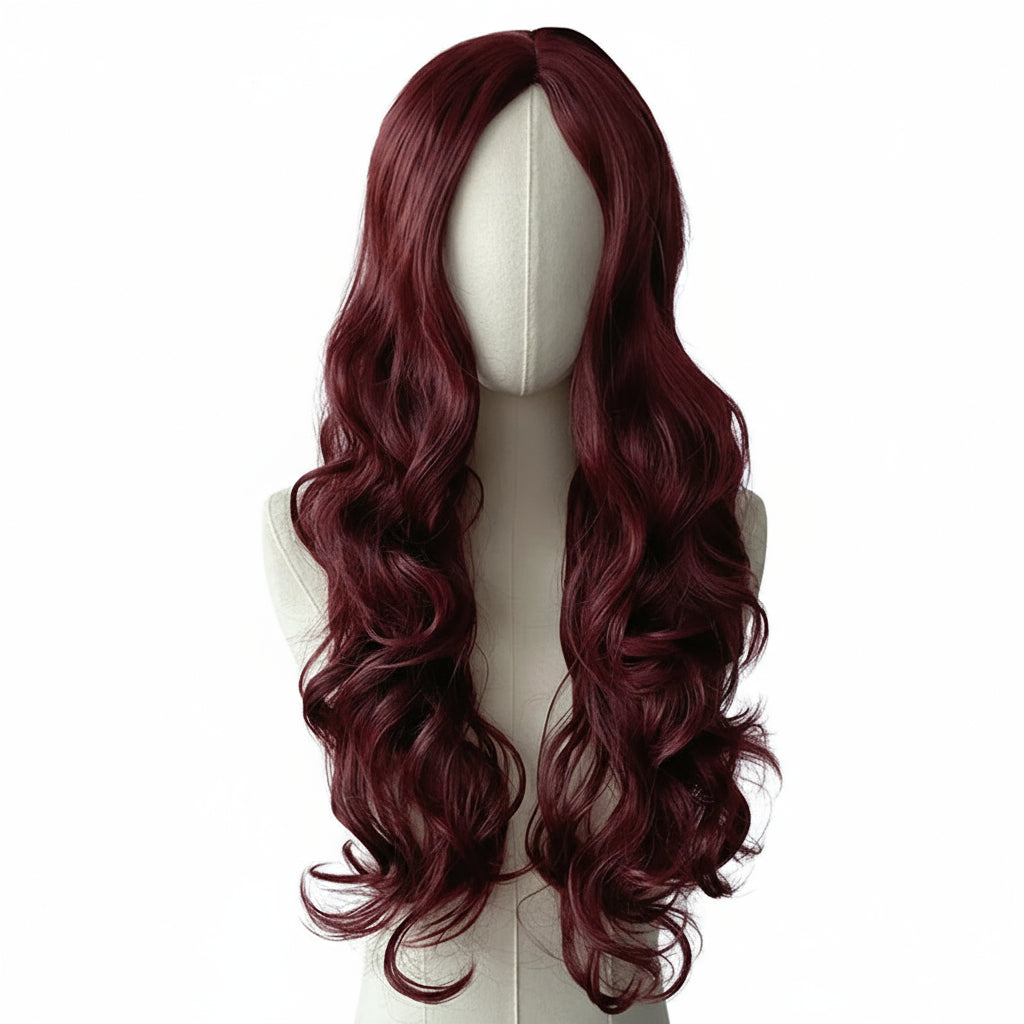 European  American Synthetic Wig Wine Red
