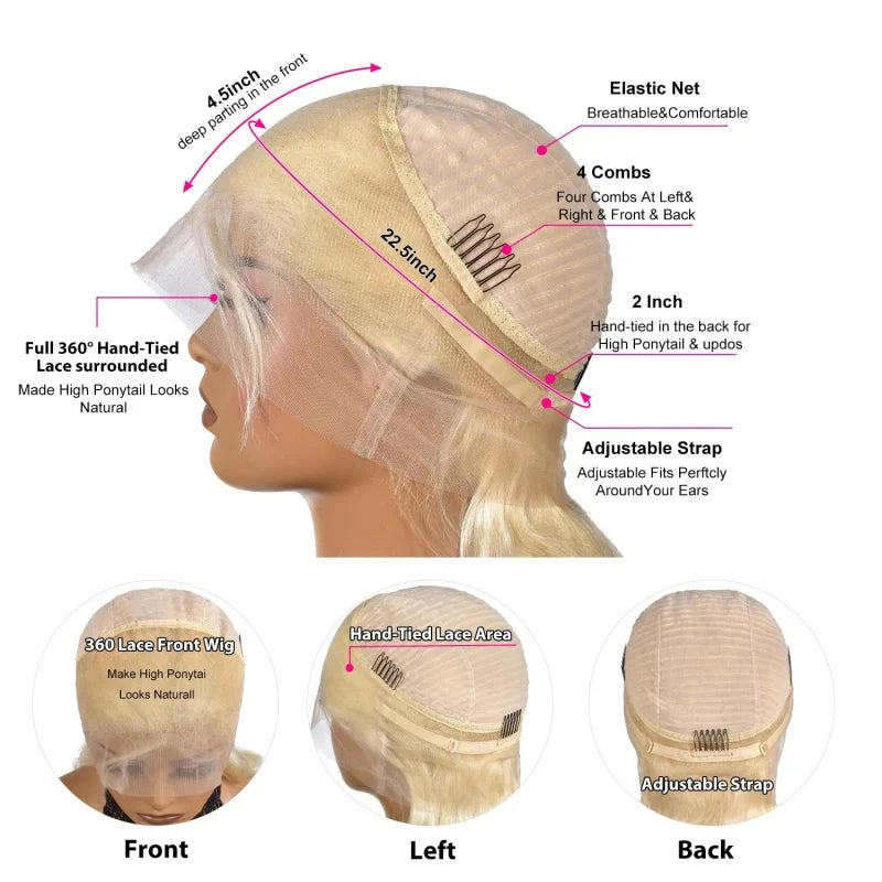 Invisible Strap 360 HD Full Lace Glueless Vietnamese Body Wave Wig