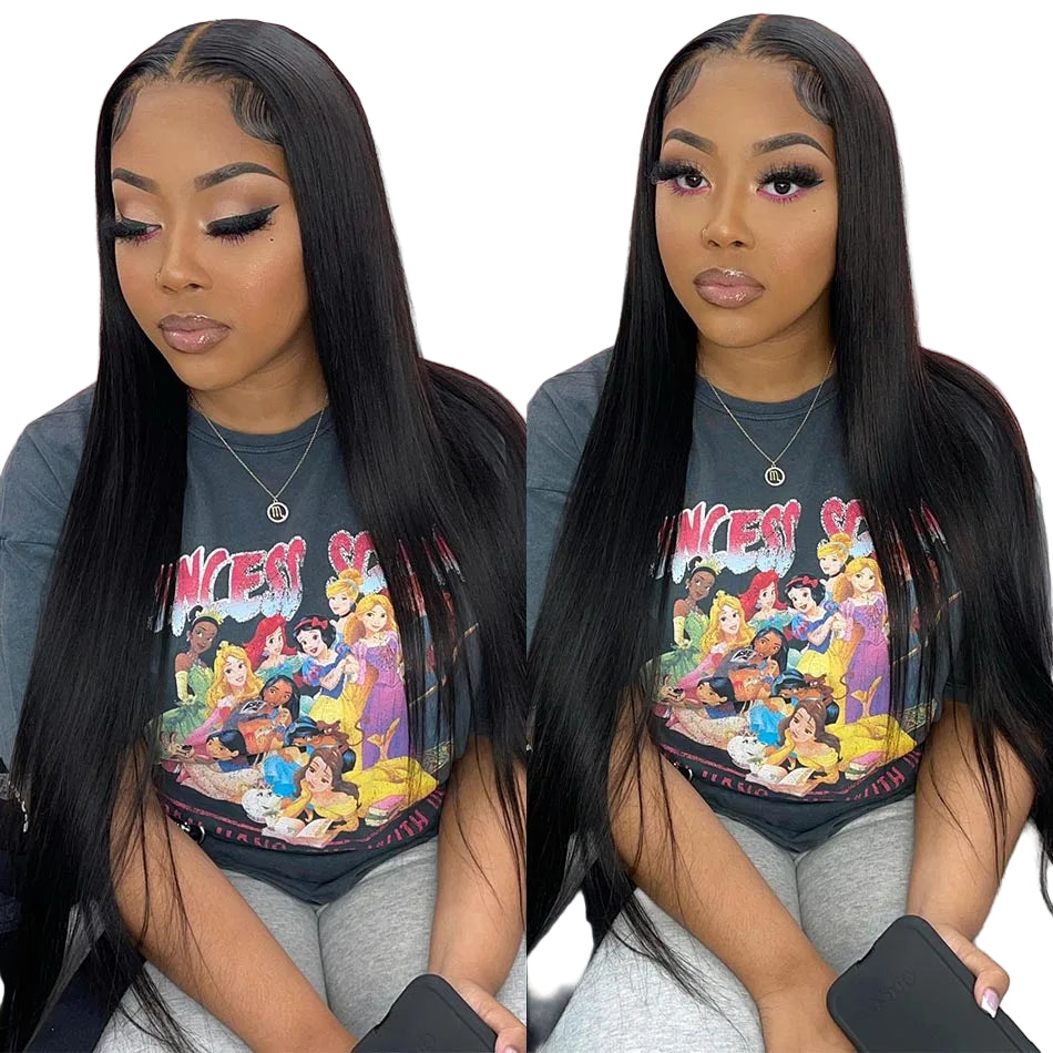 Hd Lace  Wig Human Hair 30Inch Bone Straight Transparent Lace