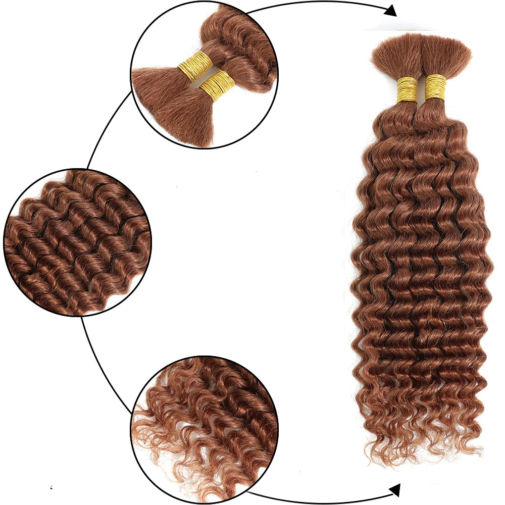 Chocolate Brown Deep Wave Human Hair Crochet Bundles