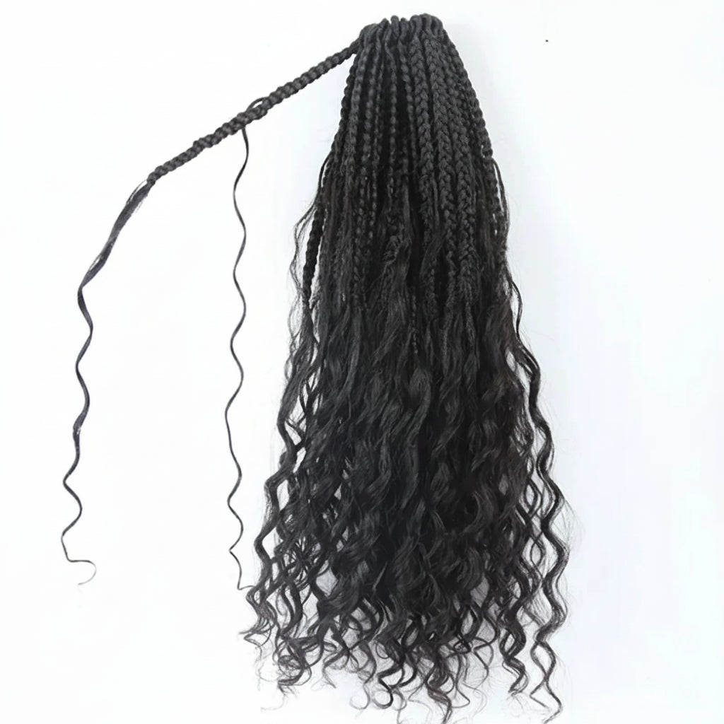 Crochet Curly Human Hair Boho Box Braids