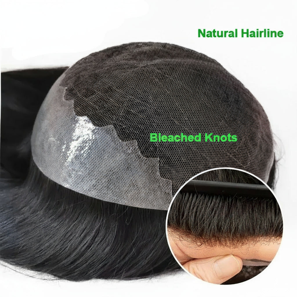 Lace Pu Long Hair Man Toupee