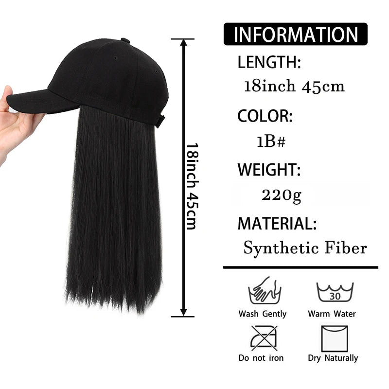 18Inch Synthetic Baseball Cap  Long  Hair Extensions