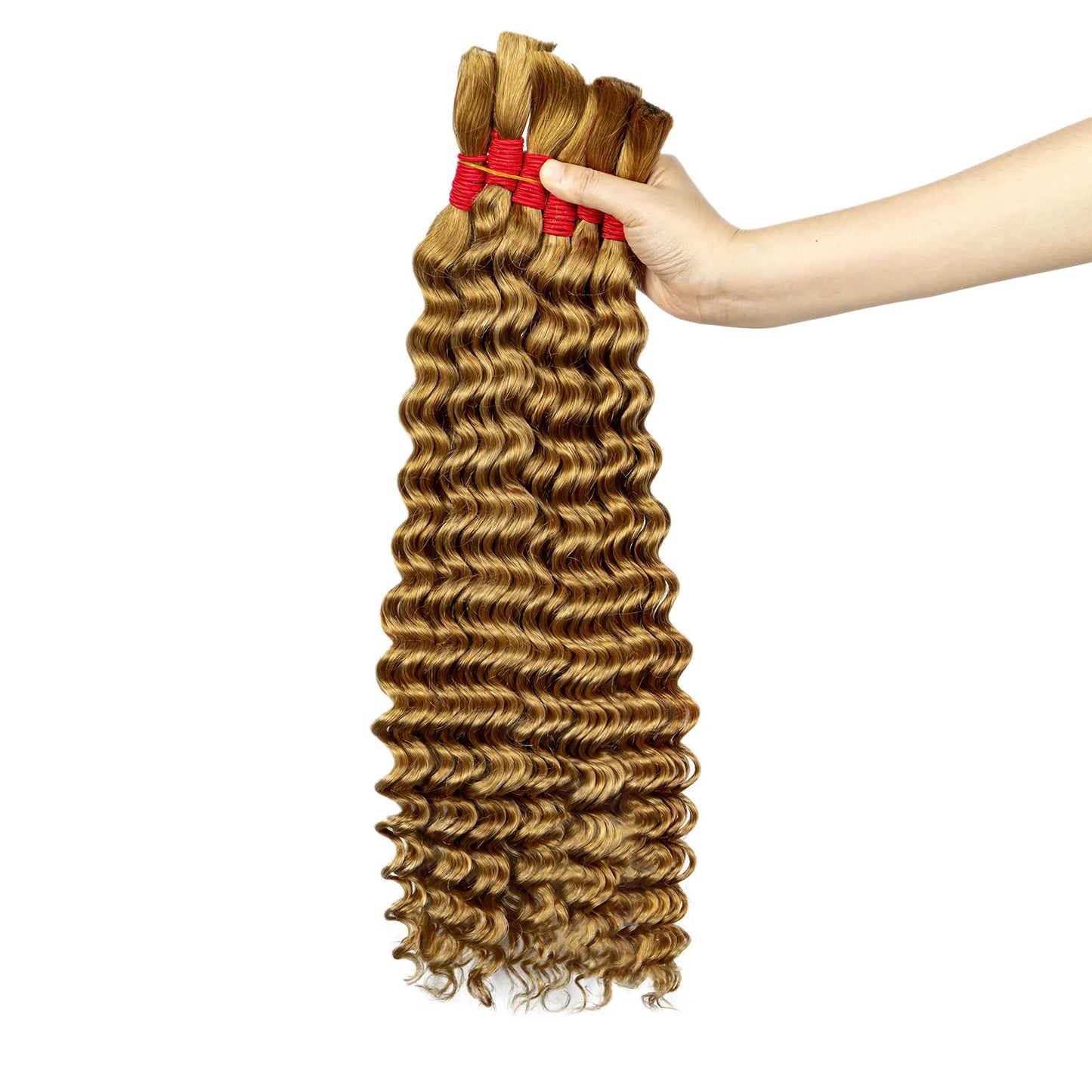 22 24Inch Deep Wave Bulk Human Hair for Boho Braids No Weft Colored 100% 12A Human Hair Bulk Curly Extensions for Braiding