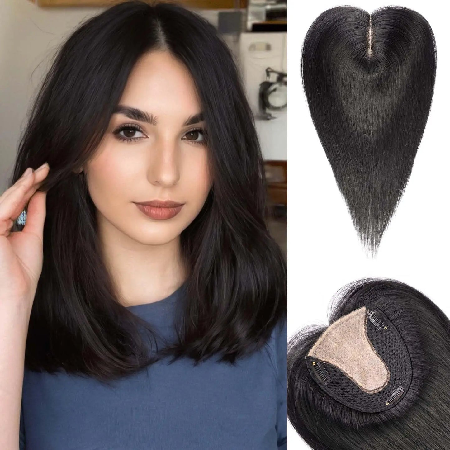 Brown Mixed Blonde Remy Human Hair Toppers