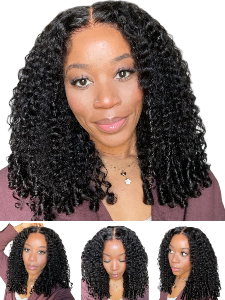 Water Curly Hair Twist Invisible Lace Human Hair